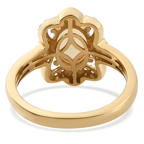 Natürlicher Äthiopischer Opal und Zirkon Ring 925 Silber vergoldet  ca. 1,10 ct image number 4