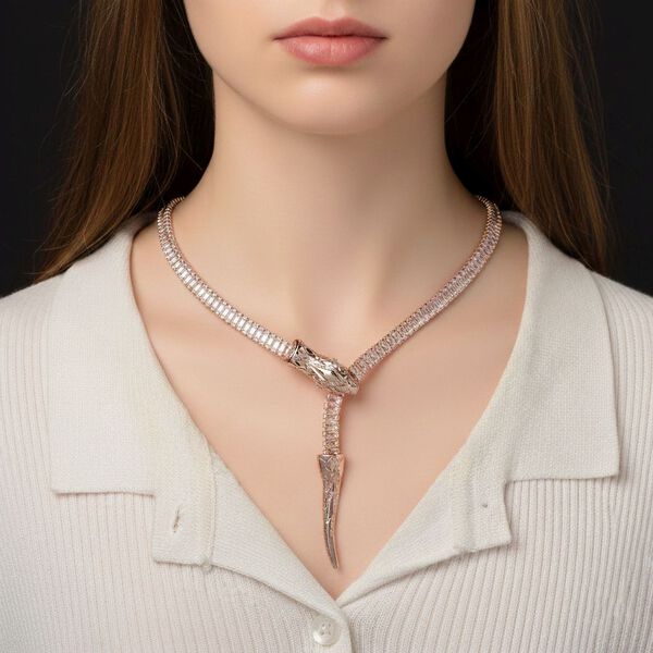 Kristall Halskette, Verstellbar ca. 50 cm - 66 cm, ros&eacute;vergoldet image number 2