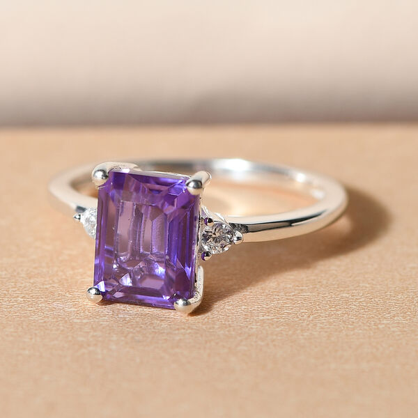 Lavendel Alexit Triplett Quarz und Zirkon-Ring - 2,12 ct. image number 2