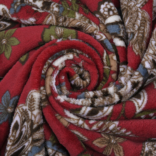 1-lagige Flanell bedruckte Decke, Paisleymuster, Gr&ouml;&szlig;e 150x200 cm, Rot image number 4