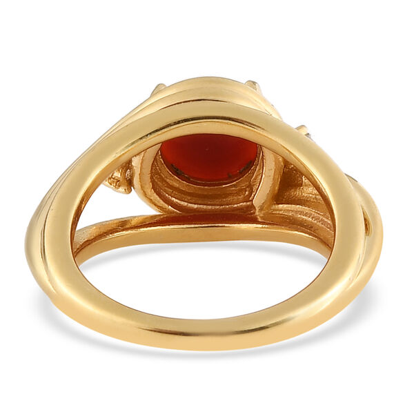 Koralle und Zirkon Ring 925 Silber vergoldet  ca. 1,67 ct image number 5