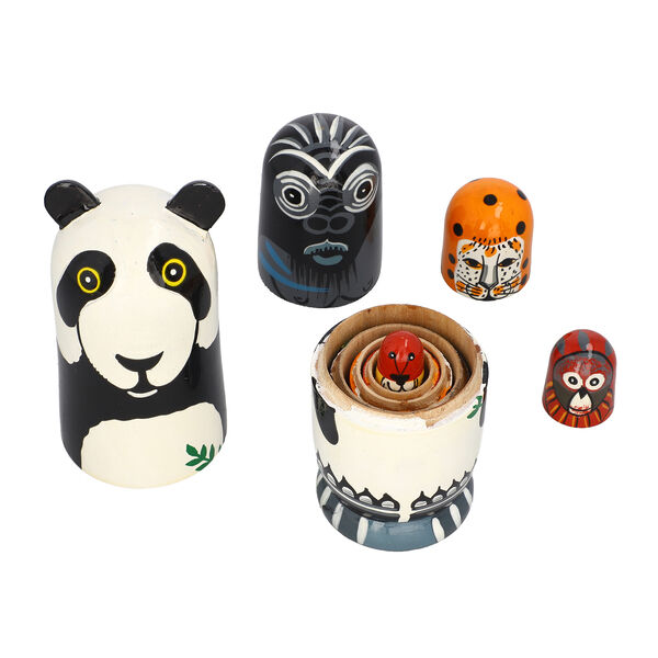 5er-Set Matrioshka, Handbemalten Nistpuppen, Panda image number 5