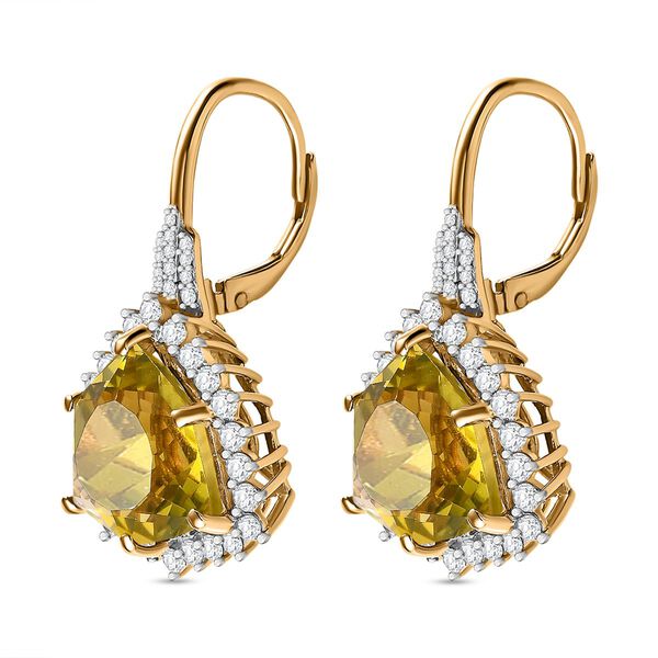 AA Ouro Verde Quarz und Zirkon Ohrringe - 17,57 ct. image number 4