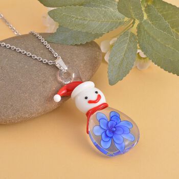 Mehfarbiger Anh&auml;nger im Murano-Stil mit 60cm Kette, Schneemann Design