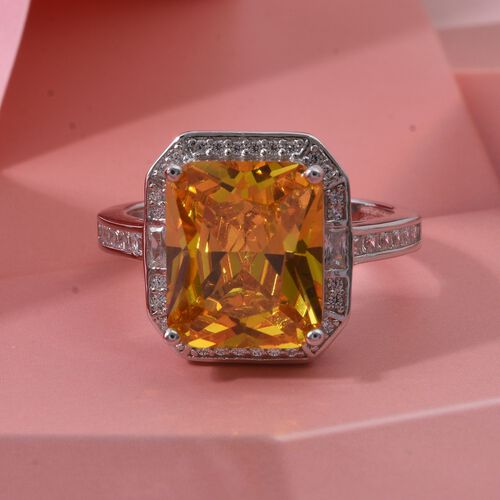 Lustro Stella Gelber Zirkonia, Weißer Zirkonia Ring 925 Silber rhodiniert (Größe 21.00) image number 1