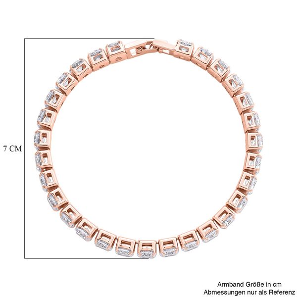 Weißer Zirkonia Armband ca. 19 cm Nickelfreies Messing, Roségoldfarben image number 4