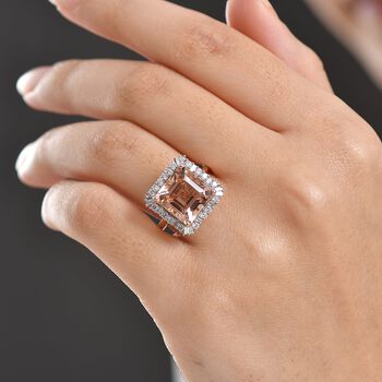 LUXURIANT AAA Morganit und Labor Diamant Ring in 417 Ros&eacute;gold - 6 ct.