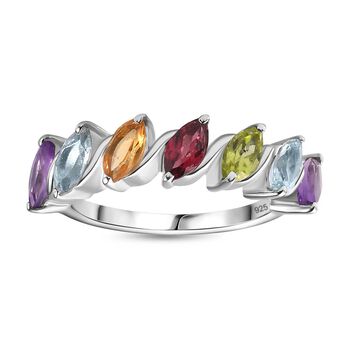 Mehrfarbige Ring 925 Silber rhodiniert (Gr&ouml;&szlig;e 21.00) ca. 1.78 ct