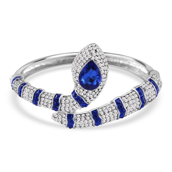 Blauer und wei&szlig;er Kristall-Armreif, 18 cm