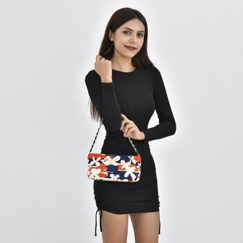 Umh&auml;ngetasche mit Blumenmuster aus Seide, mehrfarbig