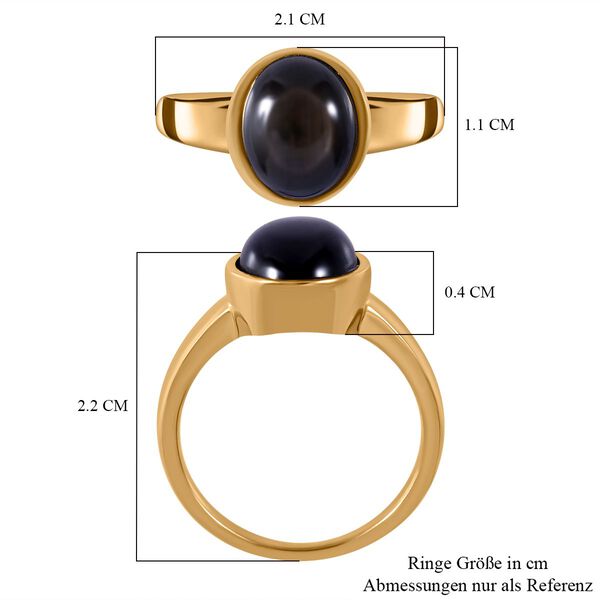 Nat&uuml;rlicher Schwarzer Stern Saphir Ring, 925 Silber Gelbgold Vermeil (Gr&ouml;&szlig;e 18.00) ca. 4.35 ct image number 4