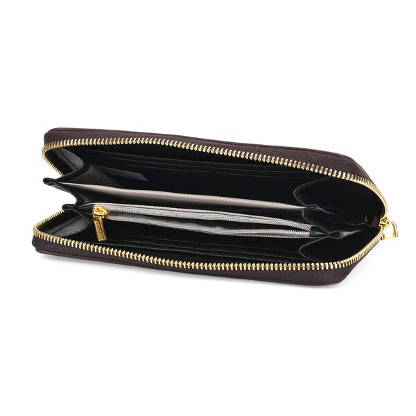 PU-Brieftasche mit gepr&auml;gtem Hirsch- und Blumenmuster, 19x2,5x10cm, Hellbraun image number 5