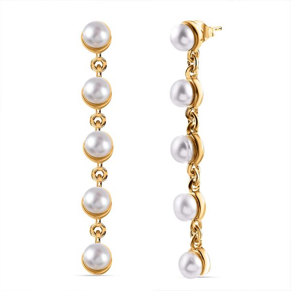 Süßwasser Perle Ohrringe, 925 Silber Gelbgold Vermeil image number 4