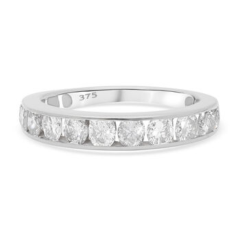 Diamant zertifiziert I2-I3/G-H Half Eternity Ring 375 Wei&szlig;gold (Gr&ouml;&szlig;e 18) 1.00 ct