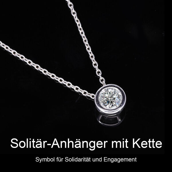 LUXURIANT VS-EF Labor Diamant Anhänger mit 50cm Kette, 925 Silber platiniert- 0,25 ct. image number 1