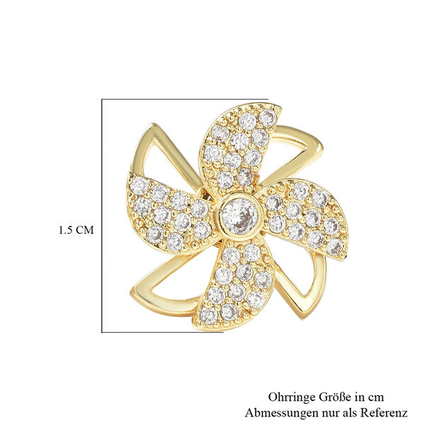 Simulierte Diamant-Windr&auml;dchen-Ohrstecker in Goldton image number 5