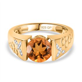 GP Trionfo Kollektion - AA Serra Gaucha Citrin, Kanchanaburi Blauer Saphir Ring 925 Silber 750 Gelbgold Vermeil (Größe 17.00) ca. 1,87 ct