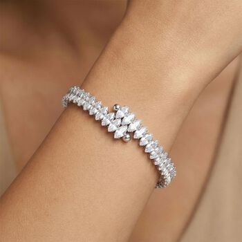 Wei&szlig;er Zirkonia Armreif ca. Flexibles cm Nickelfreies Messing