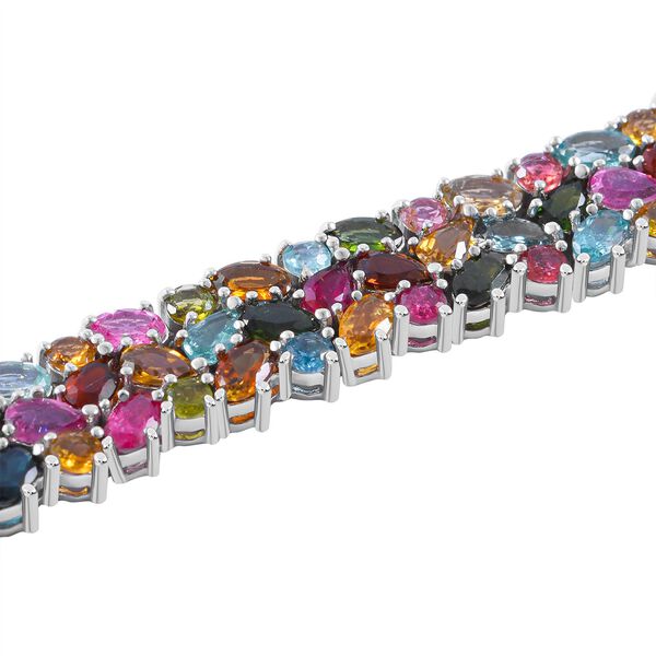Nat&uuml;rliches mehrfarbiges-Turmalin Armband, ca. 19 cm, 925 Silber platiniert ca. 24.63 ct image number 1