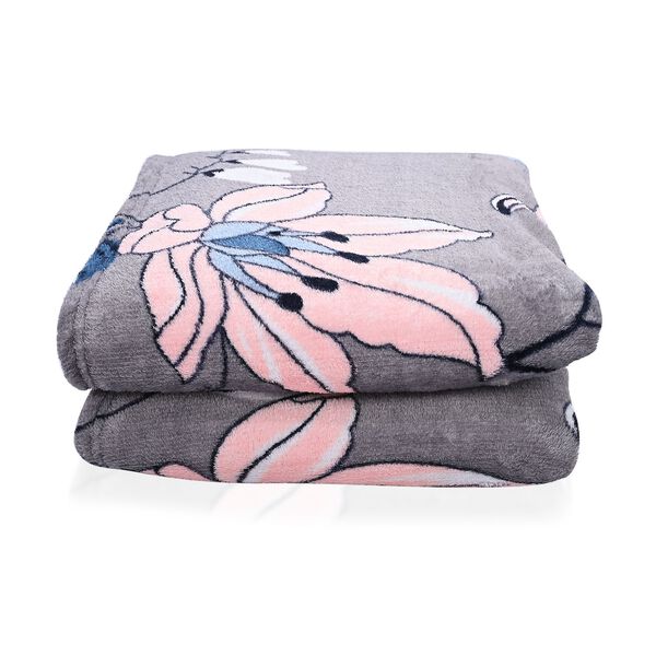 "Printed flannel blanket 155gsm Colour-Maroon & White" image number 4