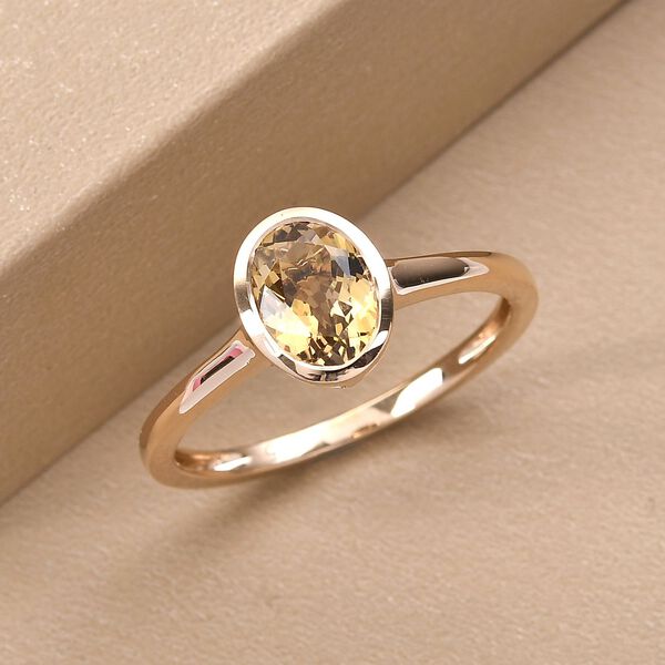 AAA Natürlicher, goldener Tansanit-Ring, 585 Gold  ca. 1,00 ct image number 2