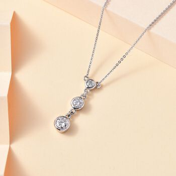 Moissanit Halskette ca. 45 cm 925 Silber platiniert ca. 0.78 ct