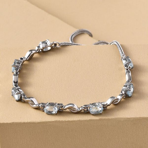 Verstellbares, himmelblaues Topas-Armband, ca. 26.75 cm, Edelstahl, ca. 3,98 ct image number 2