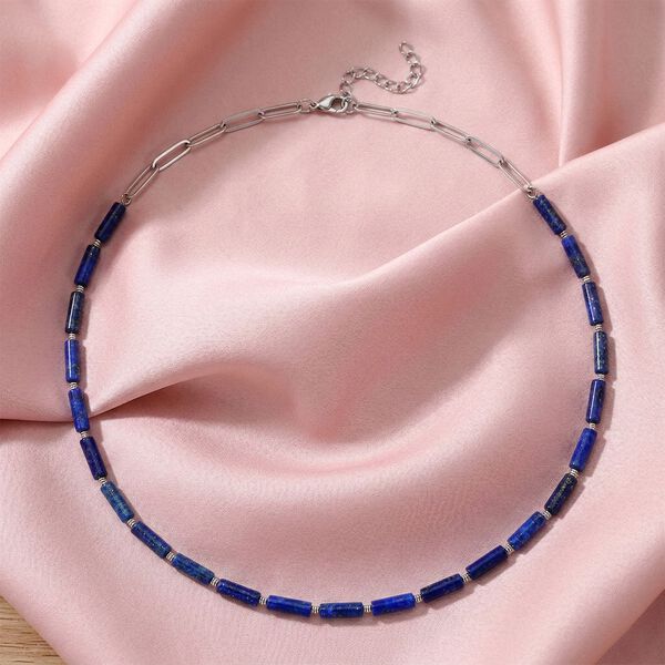 Lapislazuli Halskette ca. 50 cm + 5 cm Extender, 316L Edelstahl ca. 62.50 ct image number 1