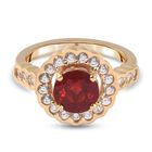 Mexikanischer Kirschfeuer-Opal und Zirkon Halo Ring 925 Silber 585 Vergoldet image number 0