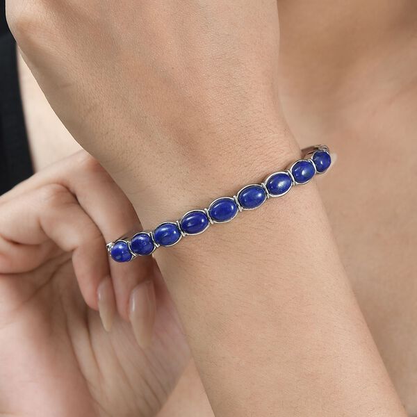 Lapislazuli Armreif ca. 19 cm 316L Edelstahl ca. 16.53 ct image number 3