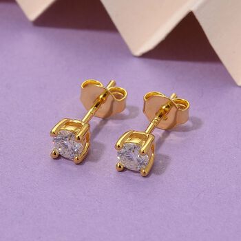 RADIANTA GRA zertifiziert Moissanit (D-VVS) Ohrringe 925 Silber vergoldet ca. 0.48 ct