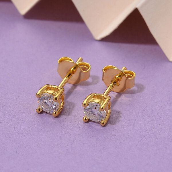 RADIANTA GRA zertifiziert Moissanit (D-VVS) Ohrringe 925 Silber vergoldet ca. 0.48 ct image number 2