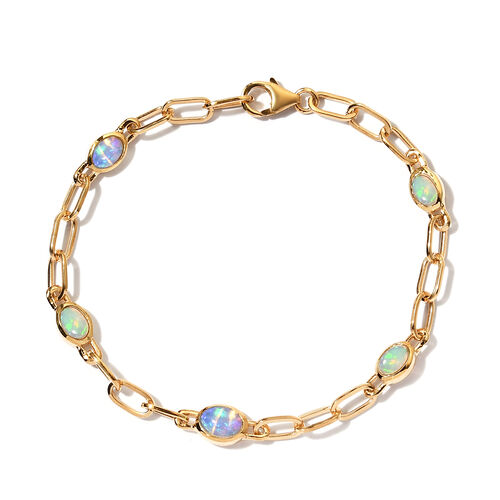 Natürlicher Äthiopischer Opal Armband ca. 19 cm 925 Silber vergoldet ca. 2,04 ct image number 0