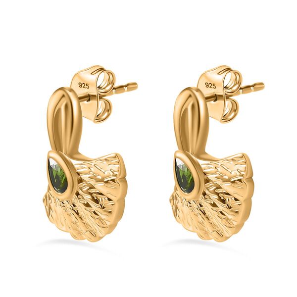 AA Natürlicher Chromdiopsid, Kanchanaburi Blauer Saphir Ohrringe 925 Silber Gelbgold Vermeil ca. 0.54 ct image number 4