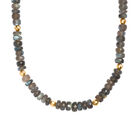 D'Joy AAA Labradorit Halskette ca. 45 cm + 5 cm Extender, 925 Silber 750 Gelbgold Vermeil ca. 223,00 ct.