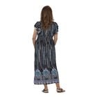 Midaxi-Kleid mit gesmokter Taille und Flatterärmeln, One Size, Schwarz und blau image number 2