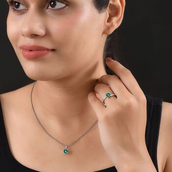 LUXURIANT AAA Labor kolumbianisches Smaragd Schmuckset, 925 Silber rhodiniert - 2,70 ct.