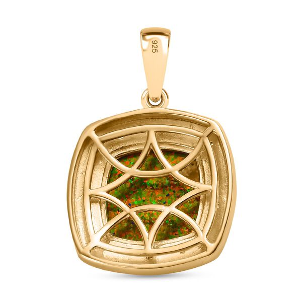 Schwarzer Labor Opal und weißer Zirkon Anhänger, ca. 2,74 ct. image number 5