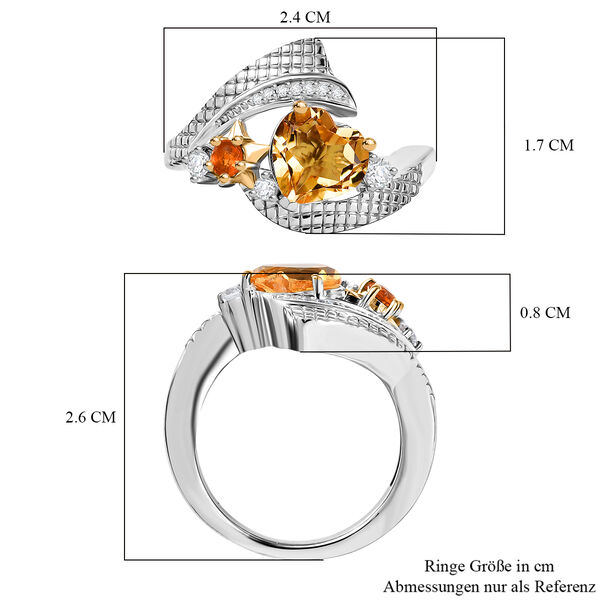 GP - AA Citrin, Feueropal Ring 925 Silber Rhodiniert und 750 Gelbgold Vermeil (Gr&ouml;&szlig;e 17.00) ca. 2,00 ct image number 8
