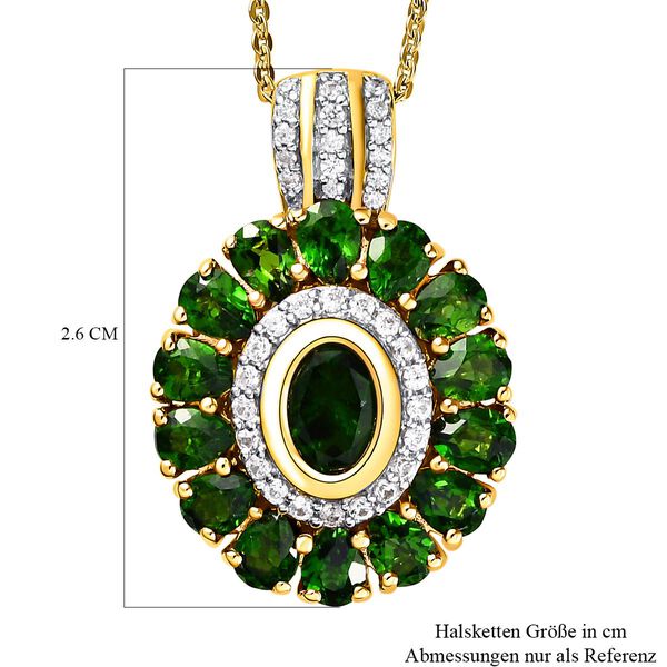 Nat&uuml;rlicher Chromdiopsid-Anh&auml;nger mit Kette, 925 Silber Gelbgold Vermeil ca. 4.55 ct image number 7
