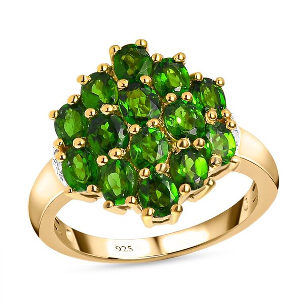 Nat&uuml;rlicher Chromdiopsid und wei&szlig;er Zirkon Ring, 925 Silber vergoldet (Gr&ouml;&szlig;e 17.00) ca. 2,79 ct image number 4