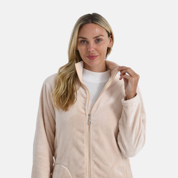 LA MAREY Samtjacke mit Rei&szlig;verschluss und Taschen, Beige, L / XL image number 5