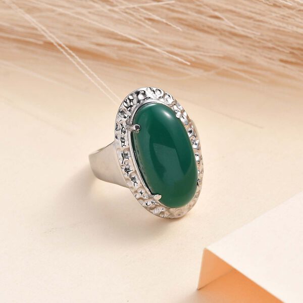 Verde Onyx Ring, 316L Edelstahl (Gr&ouml;&szlig;e 17.00) ca. 11.77 ct image number 2