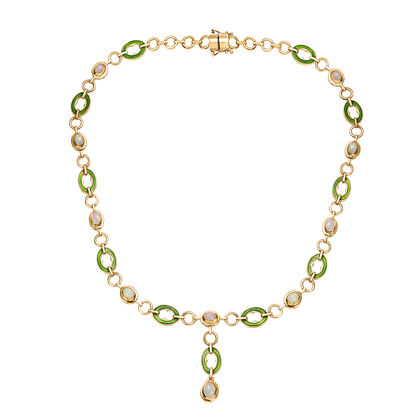 AA Nat&uuml;rlicher, &auml;thiopischer Welo Opal Halskette ca. 45 cm 925 Silber 750 Gelbgold Vermeil ca. 2.73 ct