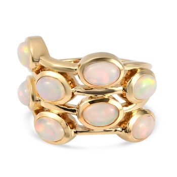 Nat&uuml;rlicher &Auml;thiopischer Opal Ring 925 Silber vergoldet (Gr&ouml;&szlig;e 16.00) ca. 2,54 ct