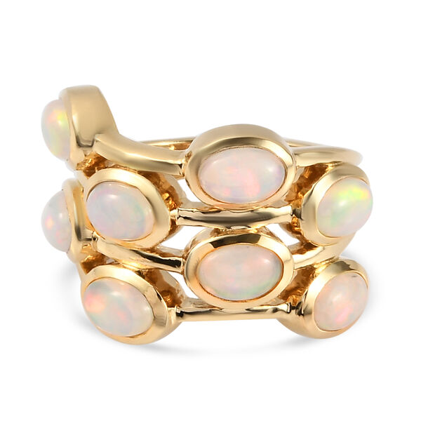 Nat&uuml;rlicher &Auml;thiopischer Opal Ring 925 Silber vergoldet  ca. 2,54 ct