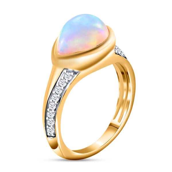 Nat&uuml;rlicher, &auml;thiopischer Opal und Zirkon-Ring, 925 Silber Gelbgold Vermeil  ca. 1,76 ct image number 7