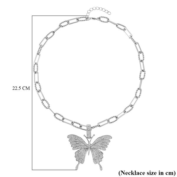 Weißer Kristall Halskette ca. 50 cm, silberfarben image number 5