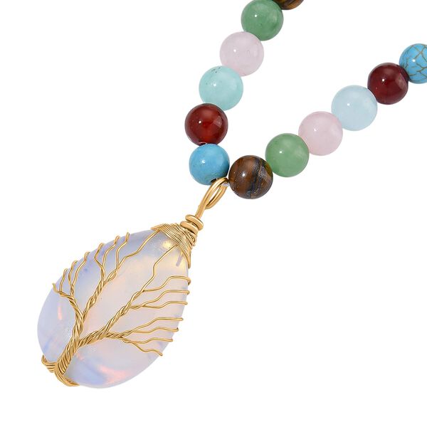 Opalit, Mehrfarbig Edelsteine Halskette ca. 45 cm+ 5 cm, Std Gelb ca. 230.00 ct image number 4