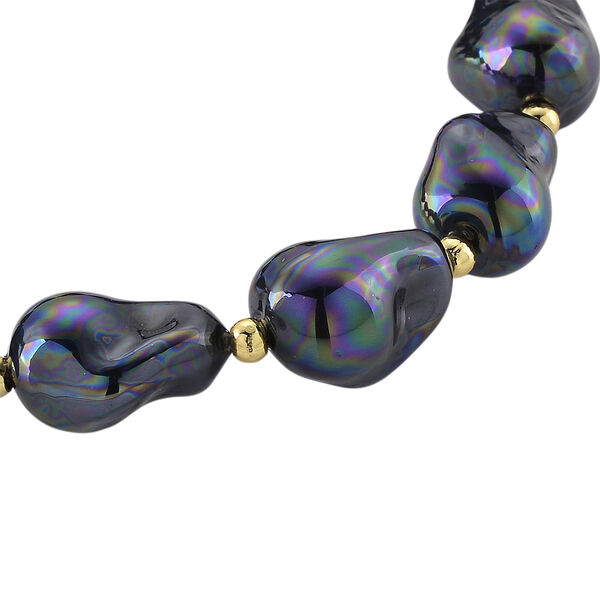 Flexibles, pfauenfarbenes Muschelkernperle Armband image number 3